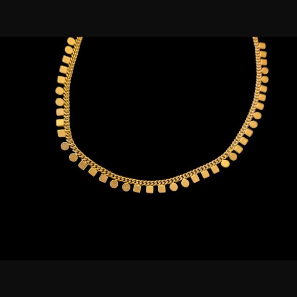 Madewell Gold Tone Geometric Collar 17" Long Choker Necklace - Picture 4 of 9